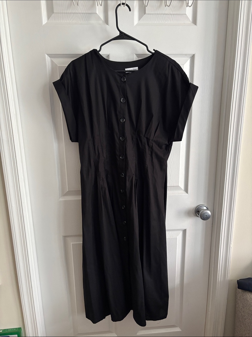 Calvin Klein Black Midi Button-Front Dress